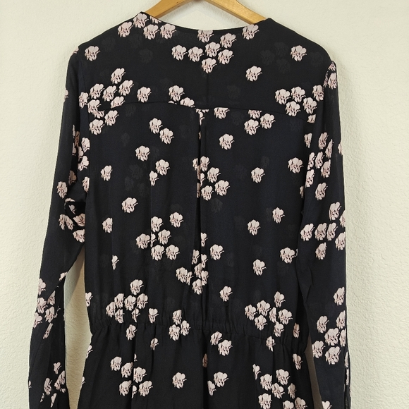 A.L.C. Navy Blue Simona Falling Iris Mini Dress Tie Waist 100% Silk Sz SM - Picture 14 of 15